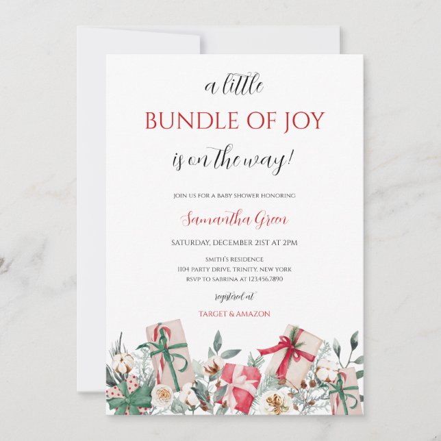 Invitación Un pequeño paquete de Navidades de la alegría Baby (Anverso)