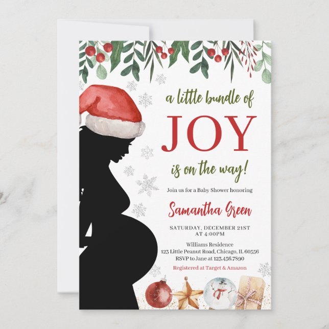 Invitación Un pequeño paquete de Navidades de la alegría Baby (Anverso)