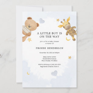 Invitación Un pequeño Pastel Azul Cute Baby Shower