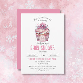 Invitación Un pequeño pastel de Snowflake Chica rosa Baby Sho