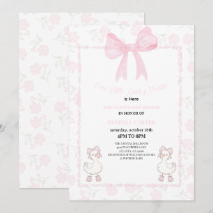 Invitación Un pequeño patito afortunado Arco Rosa Floral Baby