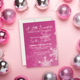 Invitación Un pequeño patrón rosado Minimalista con copos de