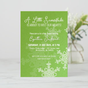 Invitación Un pequeño patrón verde Minimalista de copo de nie