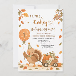 Invitación Un pequeño pavo cumple un año Primera Cumpleaños