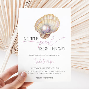 Invitación Un pequeño Pearl Sea Beach Oyster Ocean Baby Showe