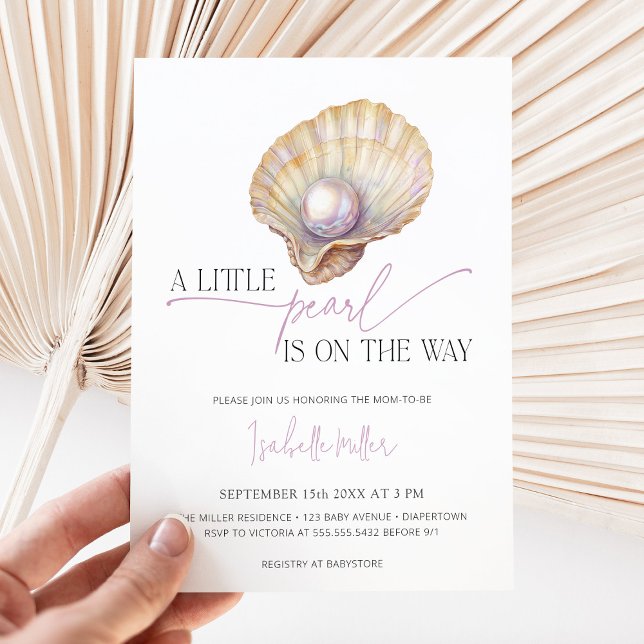 Invitación Un pequeño Pearl Sea Beach Oyster Ocean Baby Showe (Subido por el creador)