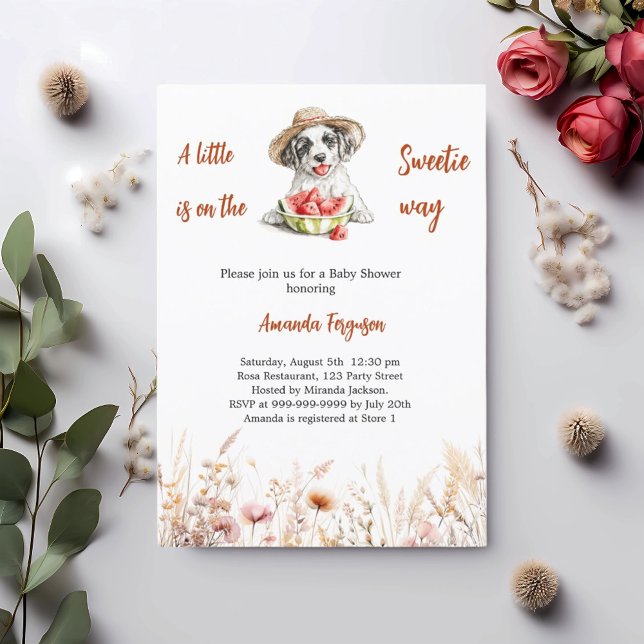 Invitación Un pequeño perrito dulce sandía sandía Baby Shower (Subido por el creador)