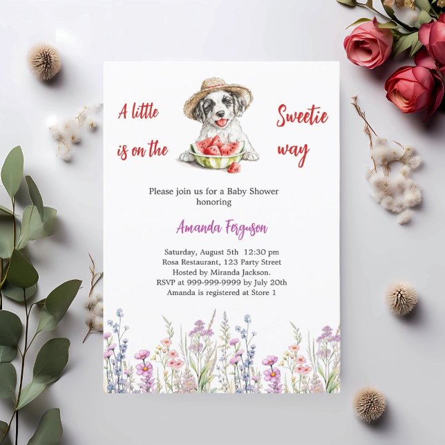 Invitación Un pequeño perrito dulce sandía sandía Baby Shower (Subido por el creador)