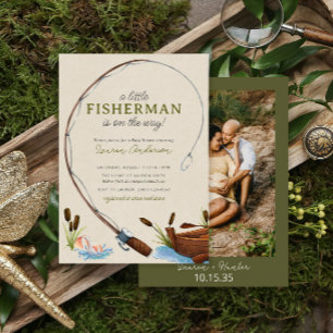 Invitación Un pequeño pescador acuarela foto baby shower