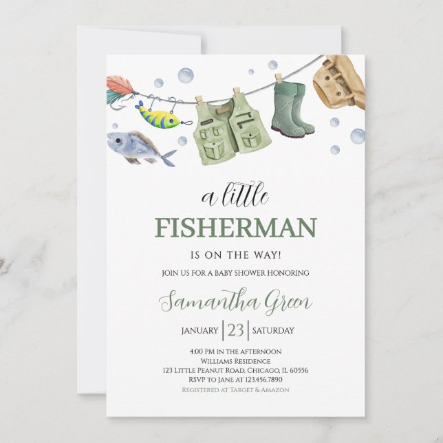 Invitación Un pequeño pescador Baby Shower (Anverso)