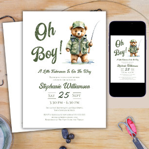 Invitación Un pequeño pescador está en camino Oso Baby Shower