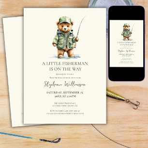 Invitación Un pequeño pescador está en camino Oso Baby Shower
