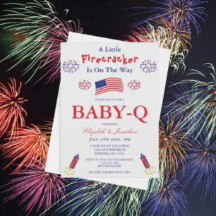 Invitación Un pequeño petardo está en camino Baby-Q