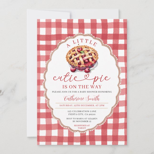 Invitación Un pequeño Pie Cutie está en camino Baby Shower Re (Anverso)