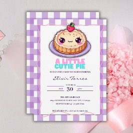 Invitación Un Pequeño Pie De Kawaii Púrpura Plantó Baby Showe