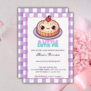 Invitación Un Pequeño Pie De Kawaii Púrpura Plantó Baby Showe