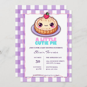 Invitación Un Pequeño Pie De Kawaii Púrpura Plantó Baby Showe