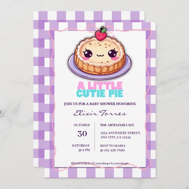 Invitación Un Pequeño Pie De Kawaii Púrpura Plantó Baby Showe (Subido por el creador)