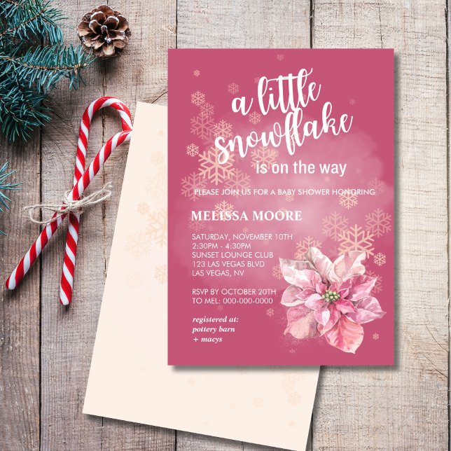 Invitación Un pequeño poinsette rosado de copo de nieve (Subido por el creador)