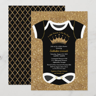 Invitación Un pequeño Princesa Black & Royal Gold Baby Shower