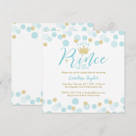 Invitación Un pequeño príncipe Baby Shower Blue Gold Purpurin