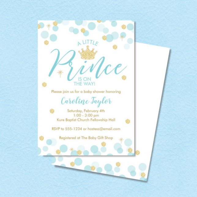 Invitación Un pequeño príncipe Baby Shower Blue Gold Purpurin (Subido por el creador)