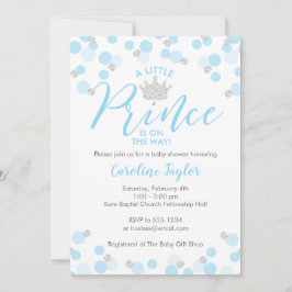 Invitación Un pequeño príncipe Baby Shower Purpurina de plata
