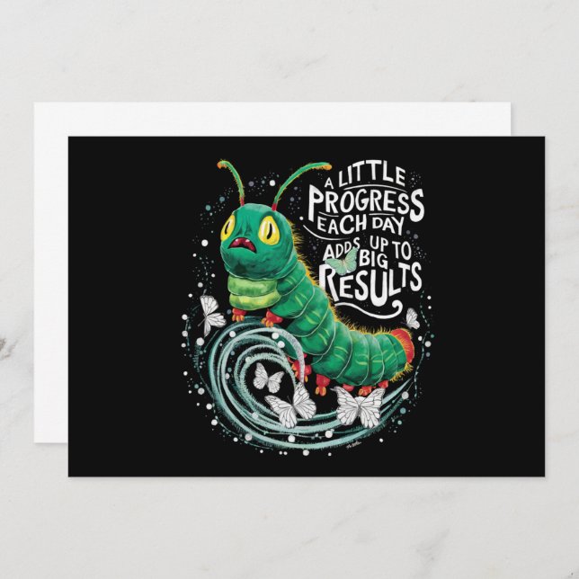 Invitación Un pequeño progreso cada día Oruga Hambrienta  (Anverso / Reverso)