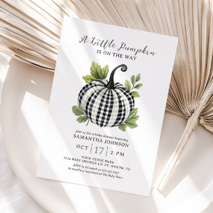 Invitación Un pequeño Pumpkin Gingham Baby Shower