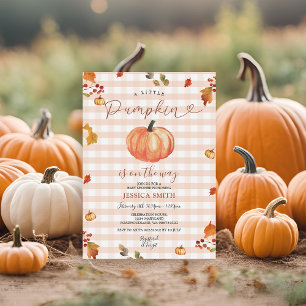 Invitación Un pequeño Pumpkin Rustic Gingham Floral Baby Show