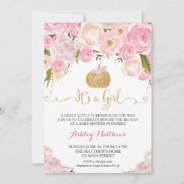 Invitación Un pequeño Purpurina Baby Shower rosado y dorado