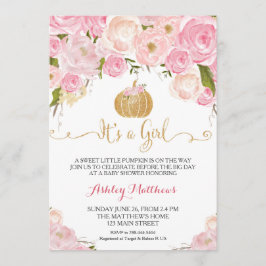 Invitación Un pequeño Purpurina Baby Shower rosado y dorado