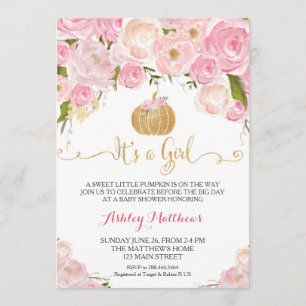 Invitación Un pequeño Purpurina Baby Shower rosado y dorado