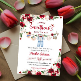 Invitación Un pequeño querido Valentine Boy Baby Shower