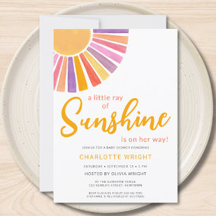 Invitación Un Pequeño Rayo De Baby Shower Chica Sunshine