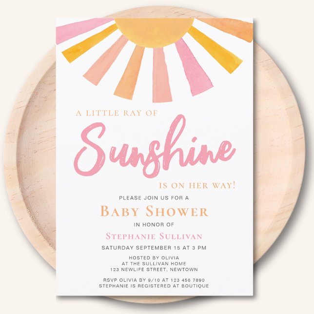 Invitación Un Pequeño Rayo De Chica Sunshine Baby Shower (Subido por el creador)