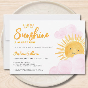 Invitación Un Pequeño Rayo De Chica Sunshine Baby Shower