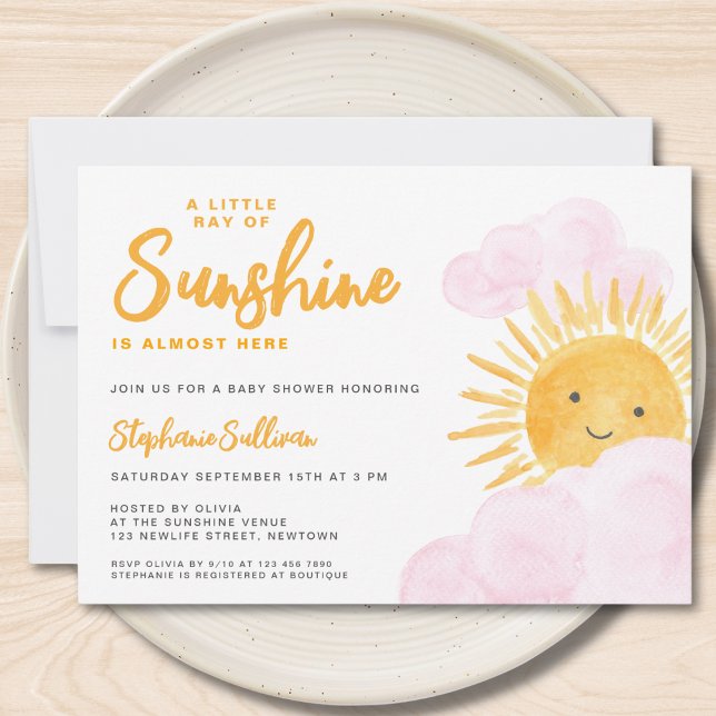 Invitación Un Pequeño Rayo De Chica Sunshine Baby Shower (Subido por el creador)