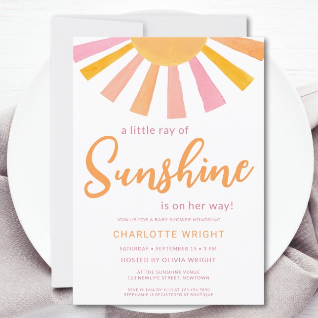 Invitación Un Pequeño Rayo De Chica Sunshine Baby Shower (Subido por el creador)