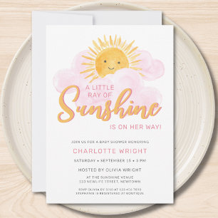 Invitación Un Pequeño Rayo De Chica Sunshine Baby Shower