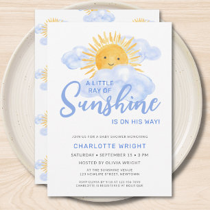 Invitación Un pequeño rayo de la Baby Shower de Sunshine Boy