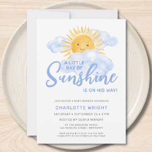 Invitación Un pequeño rayo de la Baby Shower de Sunshine Boy