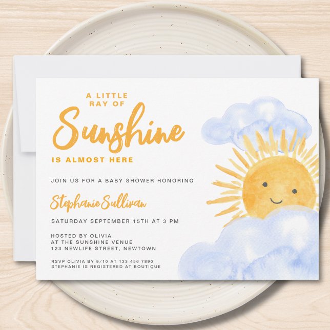 Invitación Un pequeño rayo de la Baby Shower de Sunshine Boy (Subido por el creador)