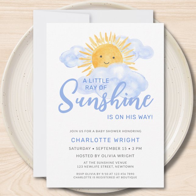 Invitación Un pequeño rayo de la Baby Shower de Sunshine Boy (Subido por el creador)