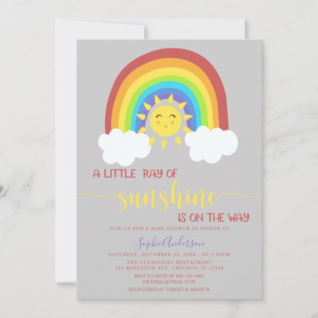 Invitación Un pequeño rayo de luz del arcoiris en Baby Shower (Anverso)