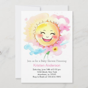 Invitación Un pequeño rayo de luz del sol Chica Baby Shower