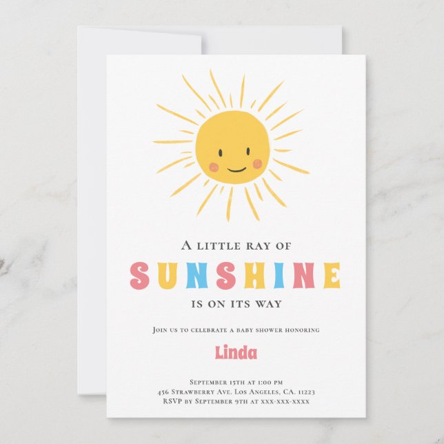 Invitación Un pequeño rayo de luz solar Baby Shower (Anverso)