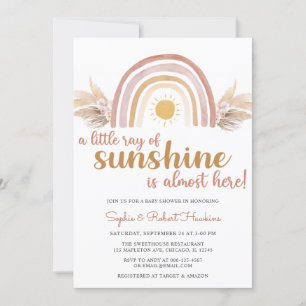 Invitación Un pequeño rayo de luz solar Boho Rainbow Baby Sho