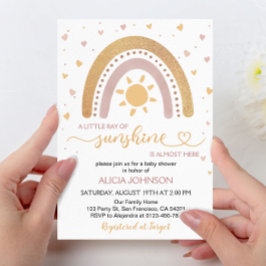 Invitación Un pequeño rayo de luz solar Boho Rainbow Baby Sho