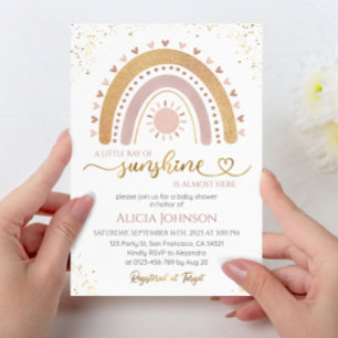 Invitación Un pequeño rayo de luz solar Boho Rainbow Baby Sho